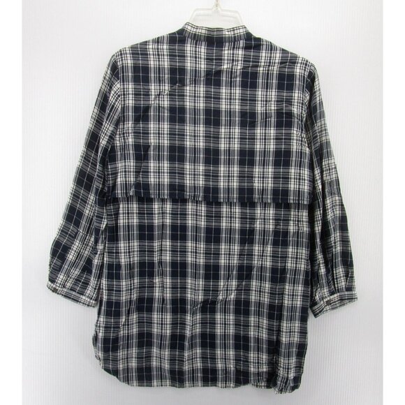 LL Bean Top 4 Wool Blend Signature Tunic Flannel Shirt Band Collar - Picture 7 of 11